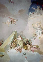 Spaniens ära, från taket i tronsalen, 1762-66 (detalj)